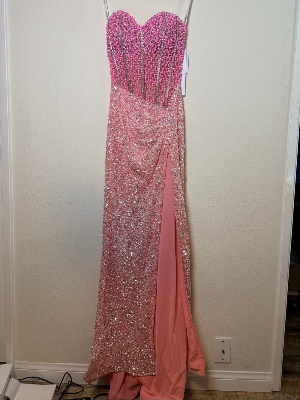 Portia & Scarlett PS26432C Pink Beaded Corset Gown Size 4 NWT $899 - Picture 4 of 16